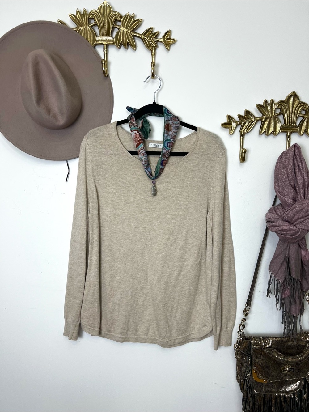 Essentials cotton blend long sleeve light knit xxl ptp 24” l 26”7”